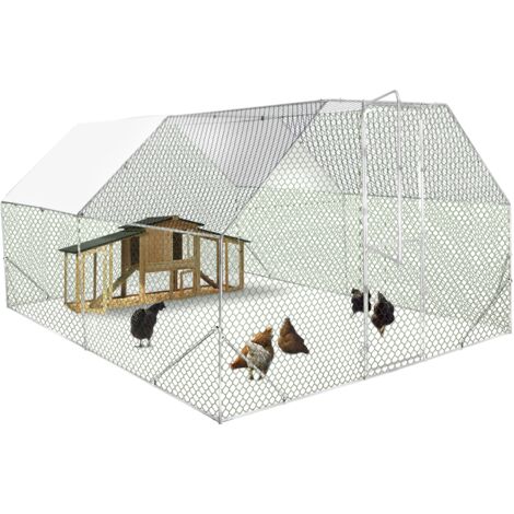 Freilaufgehege Hühnerstall Doppeltür 12 m² PRESTIGE Maschendrahtpark 3x4 M verzinkter Stahl