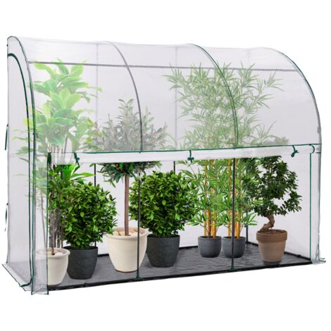 Wandgebautes Wintergewächshaus 300 x 80 x 160 cm mit doppelter Öffnung für Balkon und Terrasse