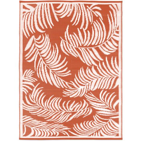 Outdoor-Teppich COCO tropical terracotta und weiß 270 x 470 CM