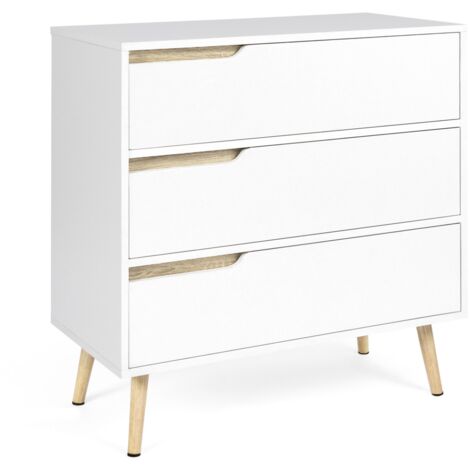 Kommode mit 3 Schubladen HELSINKI 80 cm skandinavisch weiß