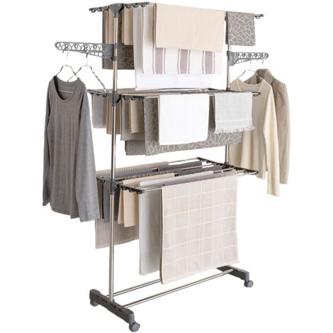 Wäscheständer aus Edelstahl MAXIMA grau zusammenklappbarer Wäscheständer H.145 CM