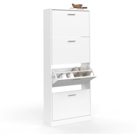 Schuhschrank 24 Paar KLARK 4 Türen weiß