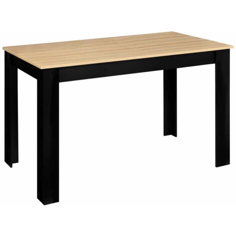 Rechteckiger Esstisch ROZY 6 Personen schwarz Buchenholzplatte 110 cm