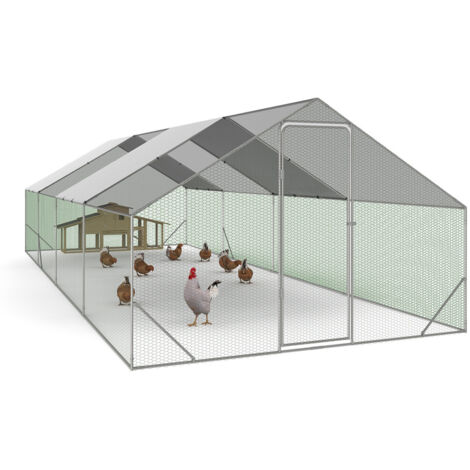 Hühnergehege 24 m² Gitterpark 8x3 M verzinkter Stahl