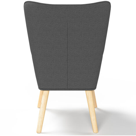 IDMarket Vintage Sessel Lucien - Anthrazitgrauer Stoff Mit Dunklen Holzfüßen