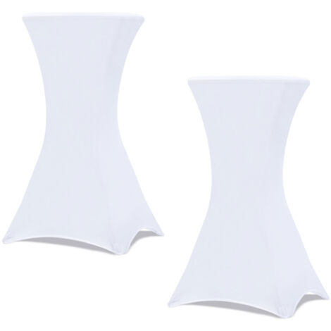 Satz von 2 weißen Hussen für hohen Klapptisch 105 cm (1/5)