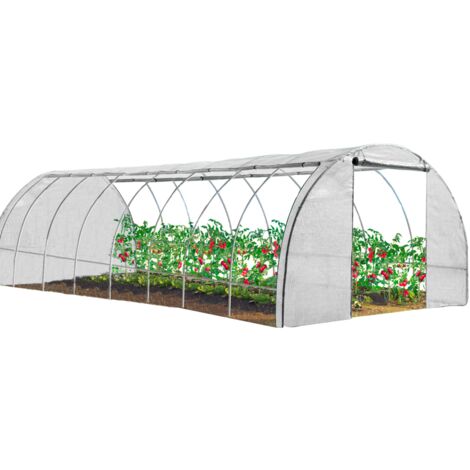 4-Jahreszeiten-Tunnelgewächshaus 24M² weiß Gemüsesortiment DES ANDES 8x3M