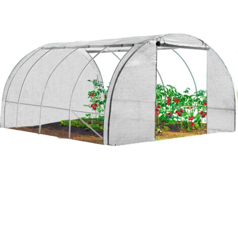 4-Jahreszeiten-Tunnelgewächshaus 12M² weiß Gemüsesortiment ZEBRA 4x3M