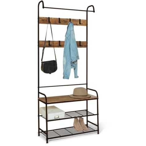 Eingangsgarderobe PEDRO 79 cm Holz und Schwarz Industriedesign