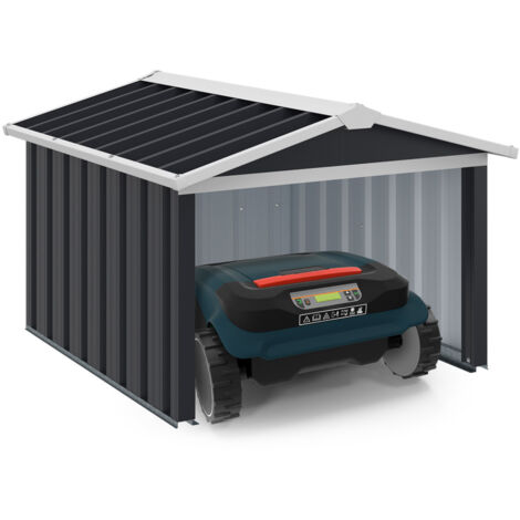 Garage für Mähroboter Satteldach Metall anthrazitgrau 86 x 98 x 62 cm