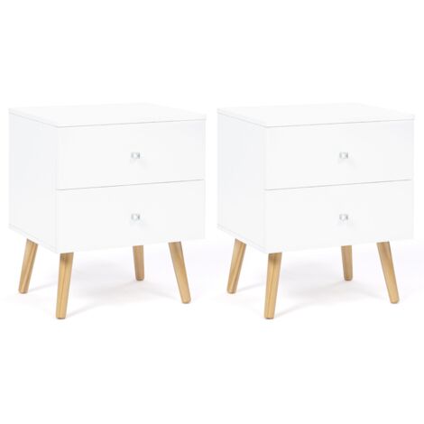 Nachttische 2er Set Moderne Beistelltische Mit Aufbewahrungsschublade Offenem Fach 43 X 40 X 60cm Weiss