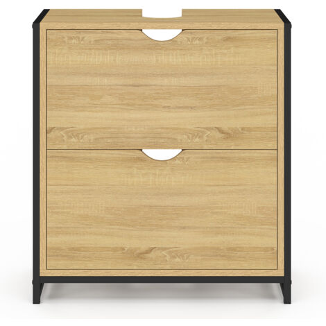 Waschbeckenunterschrank Badezimmer 2 Schubladen DETROIT Industriedesign (1/5)