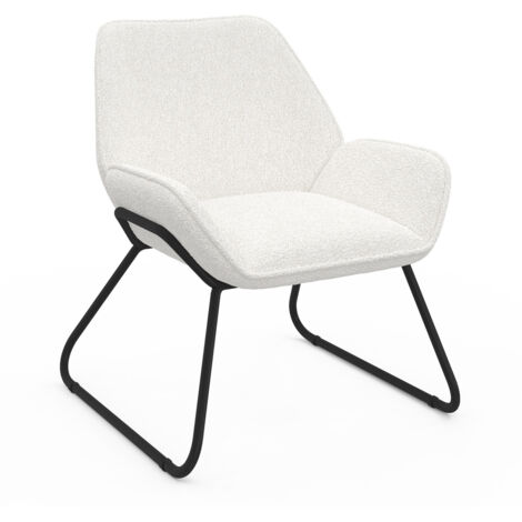 SIXTINE Sessel aus Bouclé-Stoff und schwarzen Metallbeinen