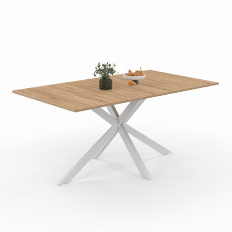 Rechteckiger Esstisch ALIX 8 Personen Spinnenfuß Holz und Weiß 160 cm