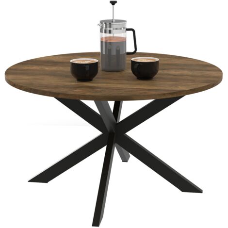 Runder Couchtisch ALIX Tischplatte HAWKINS Spinnenfuß 70 cm dunkles Holz Industriedesign