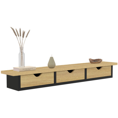 Wandregal Eingangskonsole LISE 3 Schubladen Holz- und Schwarzeffekt (1/5)