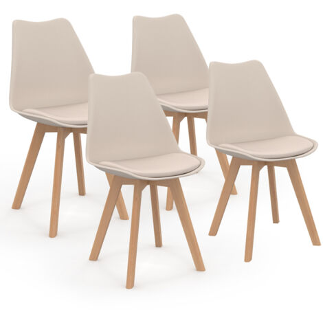 Set von 4 skandinavischen Esszimmerstühlen SARA beige (1/5)