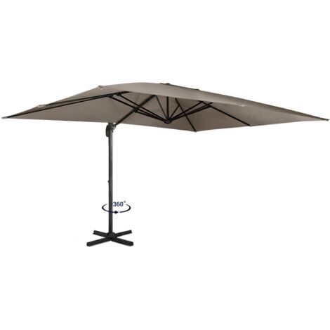 360° drehbarer und neigbarer Sonnenschirm CALVI taupe 3x4 M mit Hülle