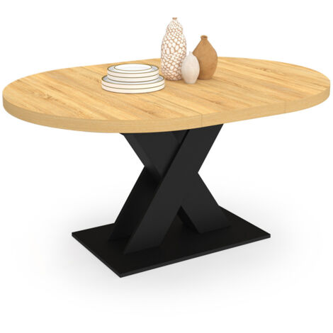 Ausziehbarer runder Esstisch ALICIA 4-8 Personen Holz und Schwarz 110 - 150 cm (1/5)