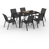Gartenmöbel MADRID Tisch 150 CM und 6 stapelbare Stühle schwarz