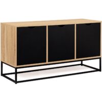 Niedriges Sideboard mit 3 schwarzen Türen 113 cm BOSTON Industriedesign