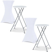 Set aus 2 klappbaren Stehtischen 105 cm und 2 weißen Bezügen