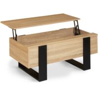 Niedriger Tisch mit rechteckiger Klappplatte PHOENIX Holz und Schwarz