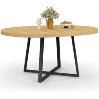 Ausziehbarer runder Esstisch SELMA 4-8 Personen Holz und Schwarz 110-150 cm