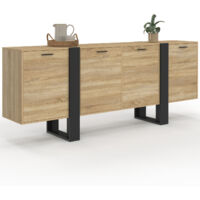 Sideboard 200 cm PHOENIX XXL 4 Türen aus Holz und Schwarz