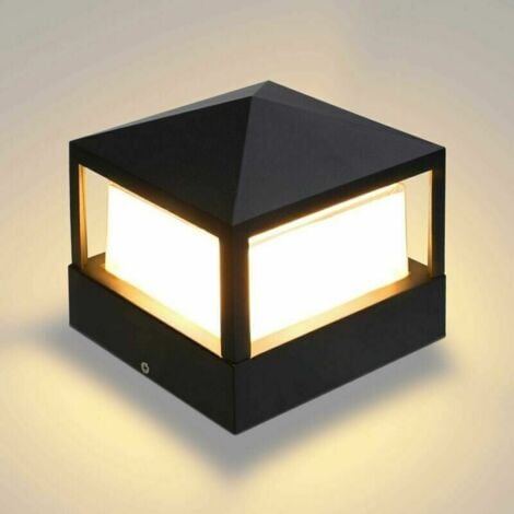 Pfostenlampe Säulentorlampe Außenleuchte Säulenlampe Villa IP65 Wasserdicht Aluminium Garten Landschaft Rasen Tor Zaun Eingangsleuchte, Warmweiß