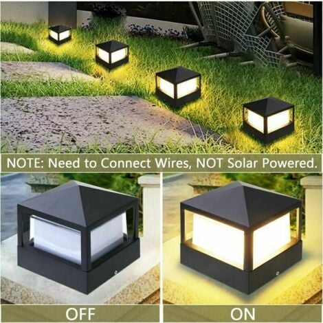 Pfostenlampe Säulentorlampe Außenleuchte Säulenlampe Villa IP65 Wasserdicht Aluminium Garten Landschaft Rasen Tor Zaun Eingangsleuchte, Warmweiß