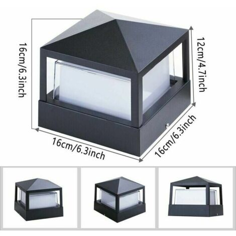 Pfostenlampe Säulentorlampe Außenleuchte Säulenlampe Villa IP65 Wasserdicht Aluminium Garten Landschaft Rasen Tor Zaun Eingangsleuchte, Warmweiß