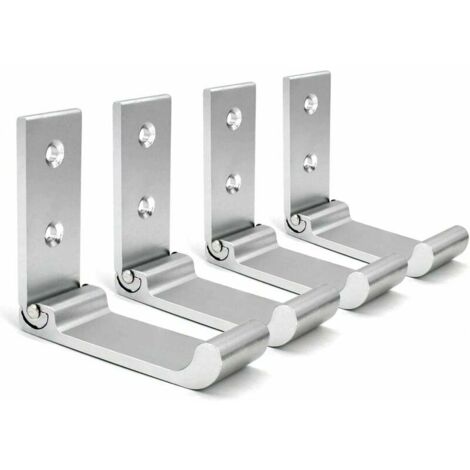 4x Faltbare Wandhaken, Schwarz – Klappbar, Aus Aluminium, Inkl. Schrauben