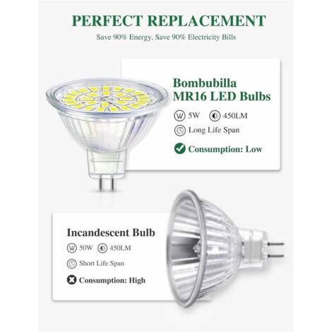 MR16 LED-Leuchtmittel GU5.3 – 6 W, 600 Lumen, Kaltweiß (6000 K), 10 Stück, Nicht Dimmbar