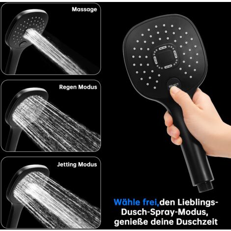 RTTWYYUU Hochdruck Duschkopf Mit Handbrause - Schwarz, Mit Filter Für Hartes Wasser, Stärkerer Strahl & Einfache Montage