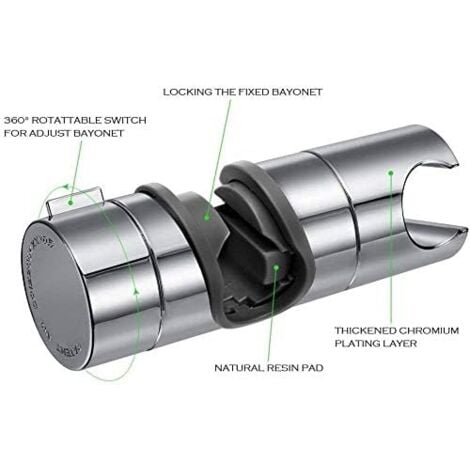 Universal-Brausehalter, verstellbare Brausehalterung, 360° drehbarer Brausehalter für Gleitstangen mit 18–25 mm Außendurchmesser, ABS-Qualitätskunststoff, verchromt