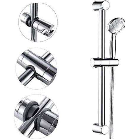 Universal-Brausehalter, verstellbare Brausehalterung, 360° drehbarer Brausehalter für Gleitstangen mit 18–25 mm Außendurchmesser, ABS-Qualitätskunststoff, verchromt