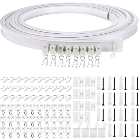 FOGAWA Vorhangschiene 5m Wandmontage - Flexible Gardinenschiene Mit Zubehör