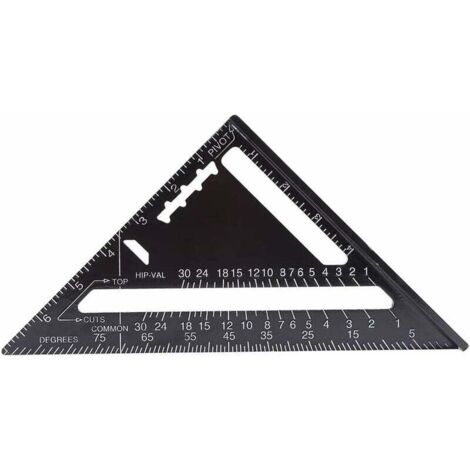 Équerre/Mètre En Acier Carbone 12 Pouces (30 Cm) - Angles 30°/60° - Outil De Menuiserie, Dessin - Noir