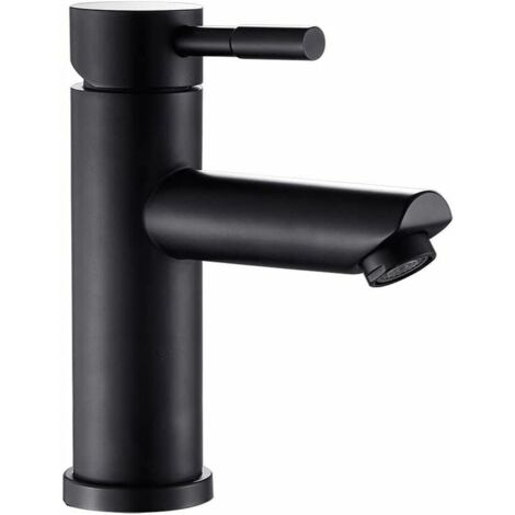 Miscelatore Per Lavabo Nero Opaco, Rubinetto Monocomando Da Bagno Con Beccuccio Curvo, Rubinetti Rotondi Per Acqua Calda E Fredda, Facile Installazione Fai Da Te, Con Tubi Flessibili - 3