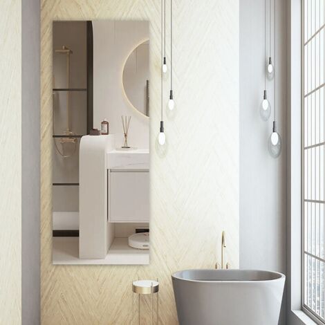 Specchio autoadesivo, Specchio adesivo da parete, Specchio autoadesivo 40 x 122 cm Piastrelle a specchio flessibili Specchio senza cornice da 0,3 mm, Foglio di specchio acrilico per bagno, camera da l