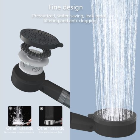 Soffione Doccia A Elica Vortex Con Pulsante Pausa E Getto Idrogetto, Girevole 360°, Ad Alta Pressione, Maniglia G1/2, Cromo