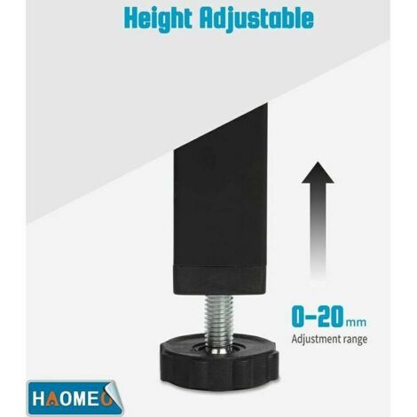 Piedini Regolabili Per Letto - Gambe In Metallo Nero 25 Cm Con Viti E Base Antiscivolo - Foto 5