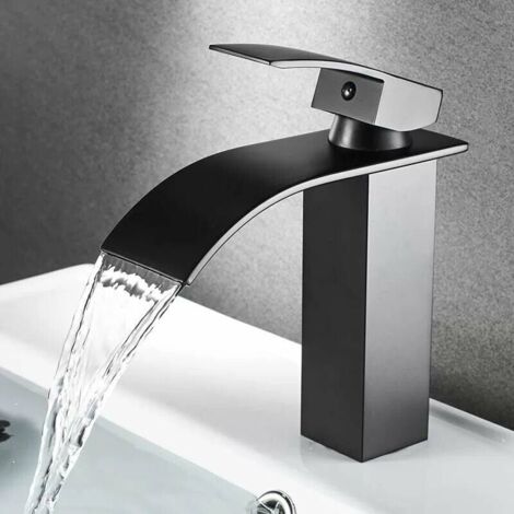 Rubinetto Lavabo A Cascata Cromato - Miscelatore Monocomando Con Tirante - Universale Per Bagno - Acciaio Inox 304