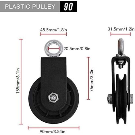 Carrucola Palestra 90mm Con Staffa A U - Girevole 360°, Portata 200kg, Per Allenamento Fitness - Foto 3