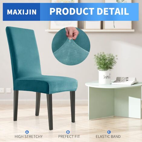 Set Di 4 Coprisedie Elasticizzati In Velluto Per Sede Da Pranzo – Colore Grigio Scuro Fox Velvet, Morbidi E Antimacchia