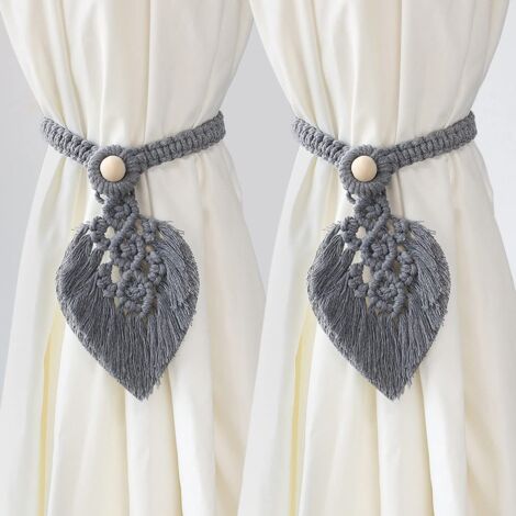 2 Ferma Tende Con Nappe Dorate, Fatti A Mano In Corda Intrecciata, Lunghi 60 Cm, Decorazioni Per Casa E Ufficio - 3