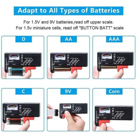 Testeur de batterie universel pour piles domestiques C AA AAA D N 9 V