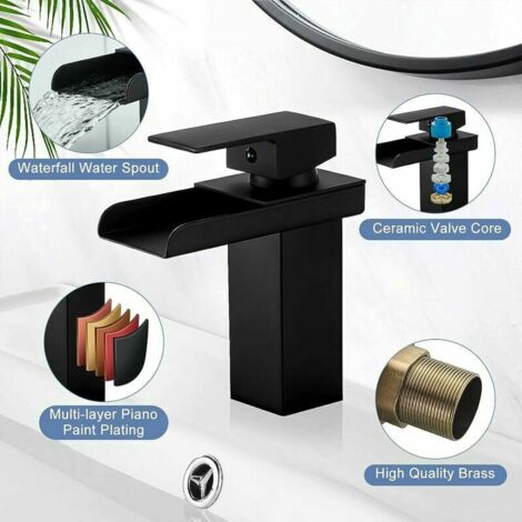 Grifo De Baño Negro Mate De Un Solo Mango Con Arco Alto Y Dr | Meses
