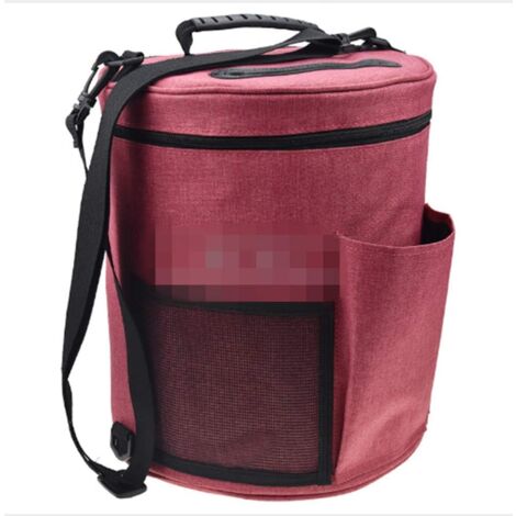 Bolsa De Tejer Con Asa De Madera - Cremallera, 42x30x11 Cm, Tela Floral - Para Lana, Agujas, Costura O Almacenamiento